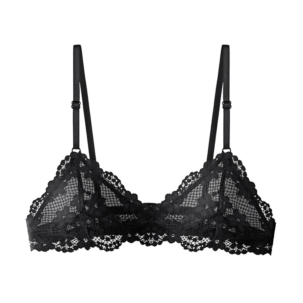 

Lace Underwear Bra Lace Bra Breathable Seamless Secure Closure Seductive Sexy Solid Color Transparent For Girls