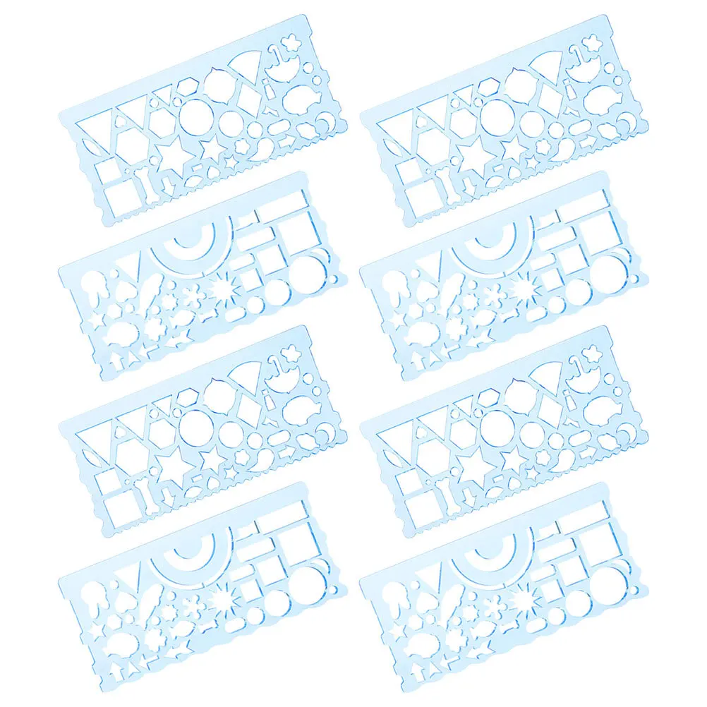 8 قطعة قوالب رسم نمط الهندسة الإستنسل مسطرة قياس بلاستيكية لصياغة الطلاب الهندسة المعمارية