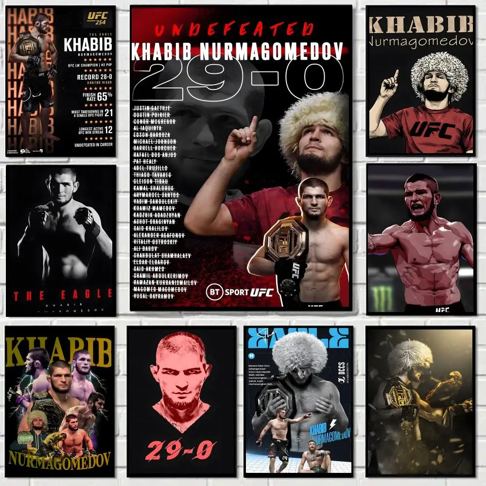 Khabib Nurmagomedov Boxer Poster Self-adhesive Decal Living Room Bedroom Party Bar Decor Moisture-proof Fade-resistant