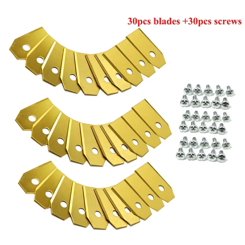 

30Pcs Lawn Robot Cutter Blades Titanium Coated Lawn Mower Replacement Grass Blade for Husqvarna Automower Tool