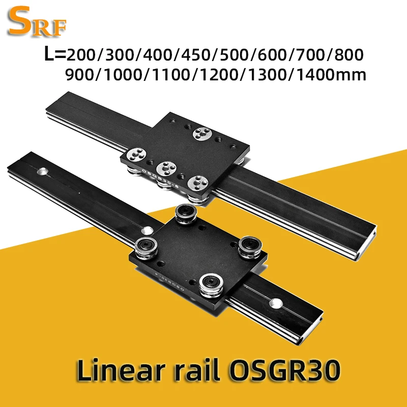 External Dual Axis Linear GuideOSGR30 L=200/300/400/500/600/700/800/900/1000/1100/1200/1300/1400 Wheels Slide Block Motion Rail