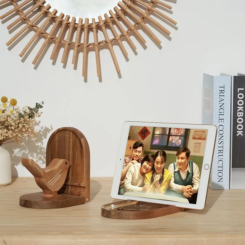 2in1 Wooden book stand, desktop phone holder, creative book stopper, book support, bird book stand, simple wooden book stand