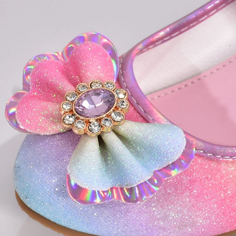 zapatos niña 23 Girl Shoes Leather Shoes Rainbow Shoes for Girls Sequins Female Shoes Princess Shoes Performance Shoes Kid Shoes