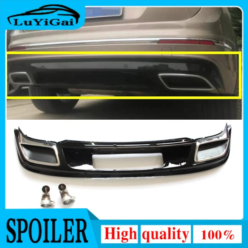 Rear Bumper Diffuser Rear Lip Double Exhaust Tube Tips For Tiguan 2017 2018 2019  Upgrade Double Square Exhaust Tube Car Styling