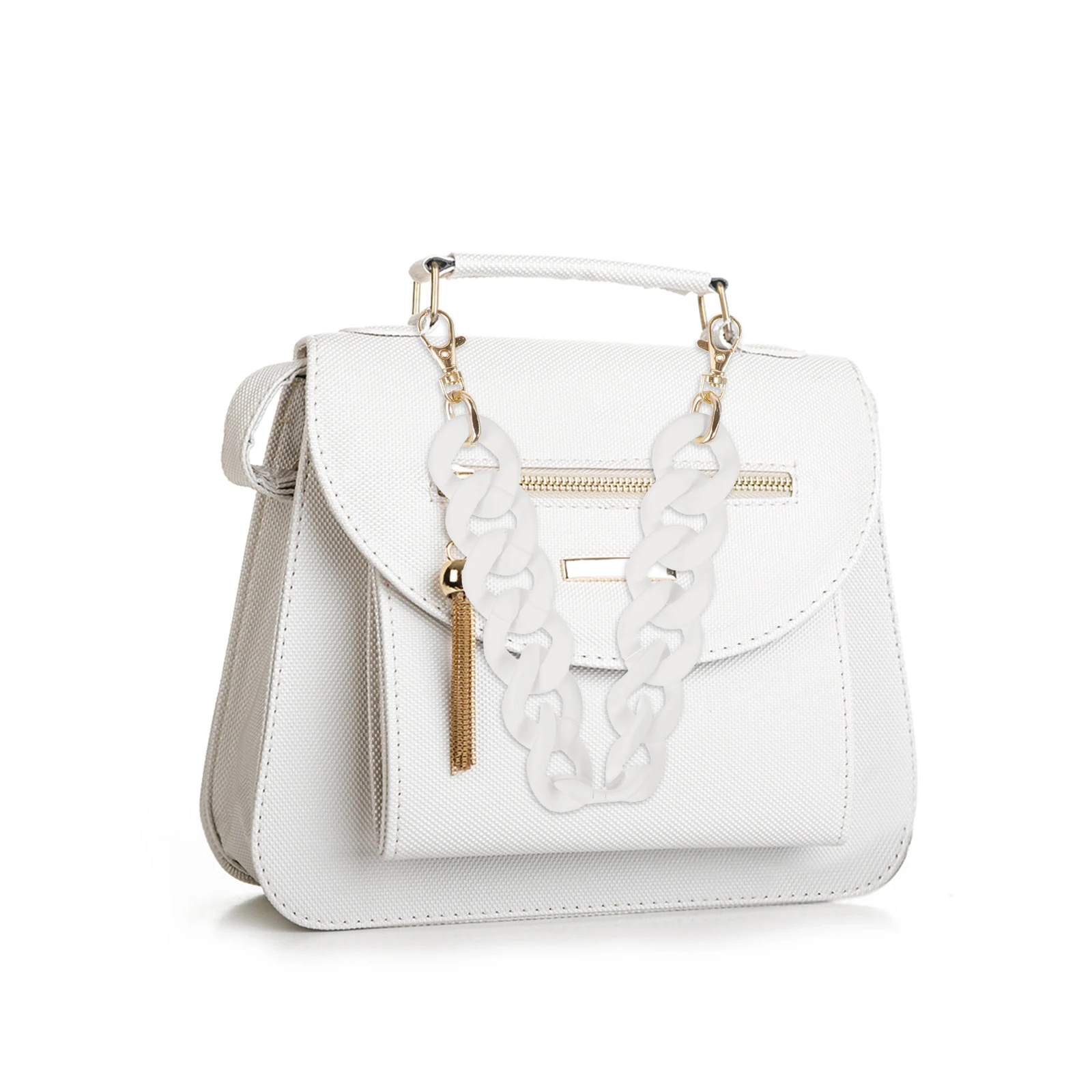 

Chunky Purse Chain Strap Short White Metal Extender DIY Clutch Handbag Mini Bag Handle Hanging Strap Bag