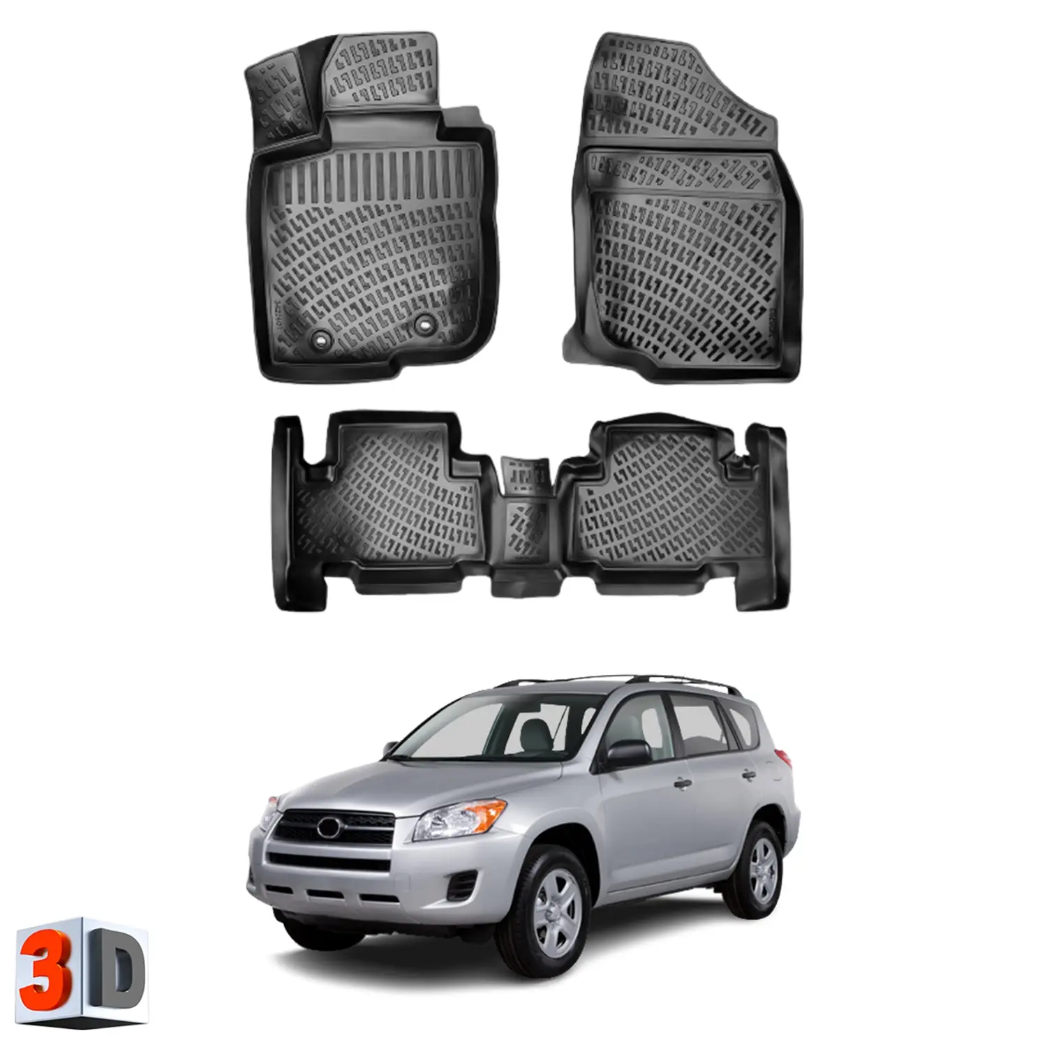 Toyota Rav4 2006-2012 Floor Mats Waterproof All Weather Liners Black 4X