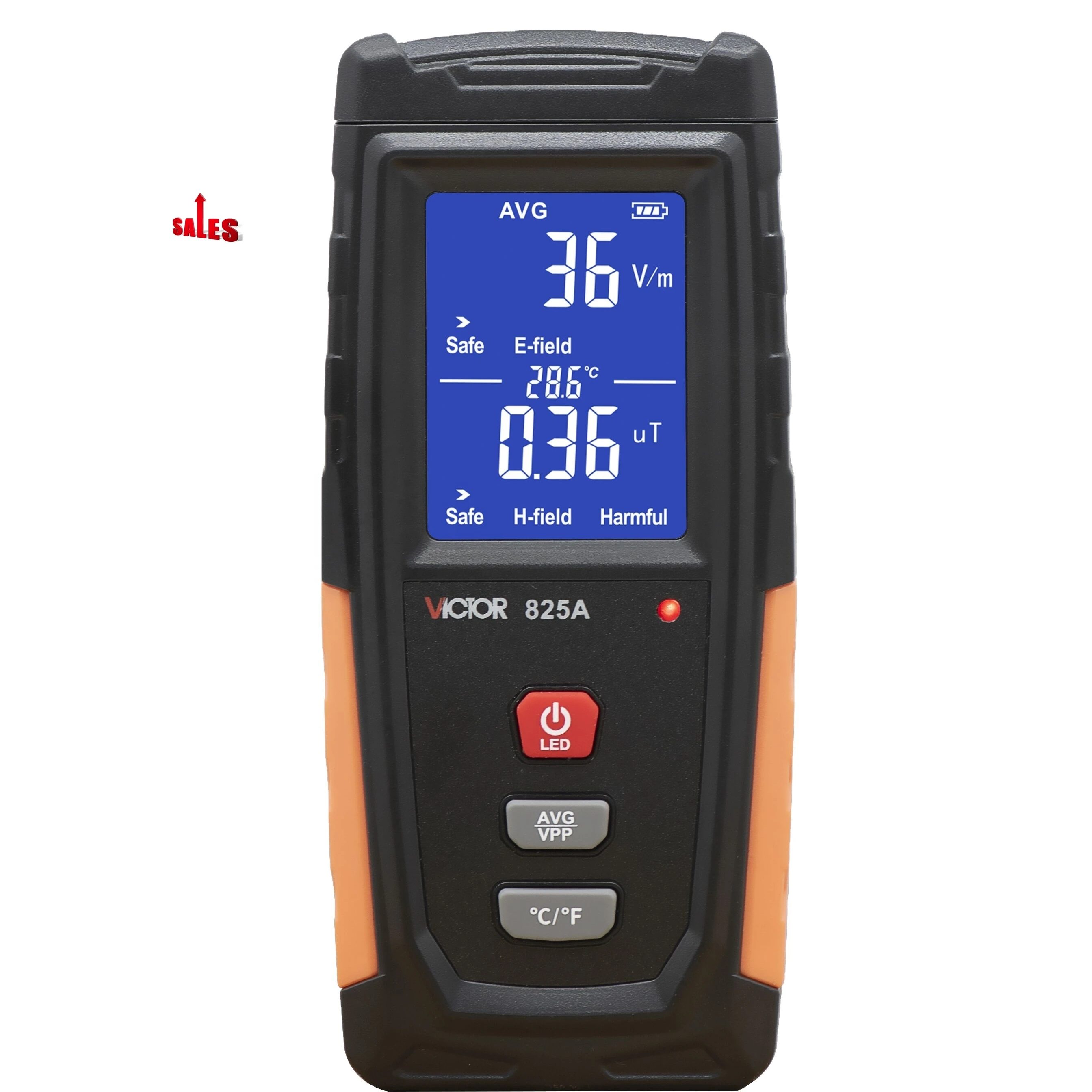 

VICTOR 825A 3 1 /2 Bits Handheld Digital Electromagnetic Radiation Tester Range 1-1999V/m EMF Environment Bandwidth 3500MHz