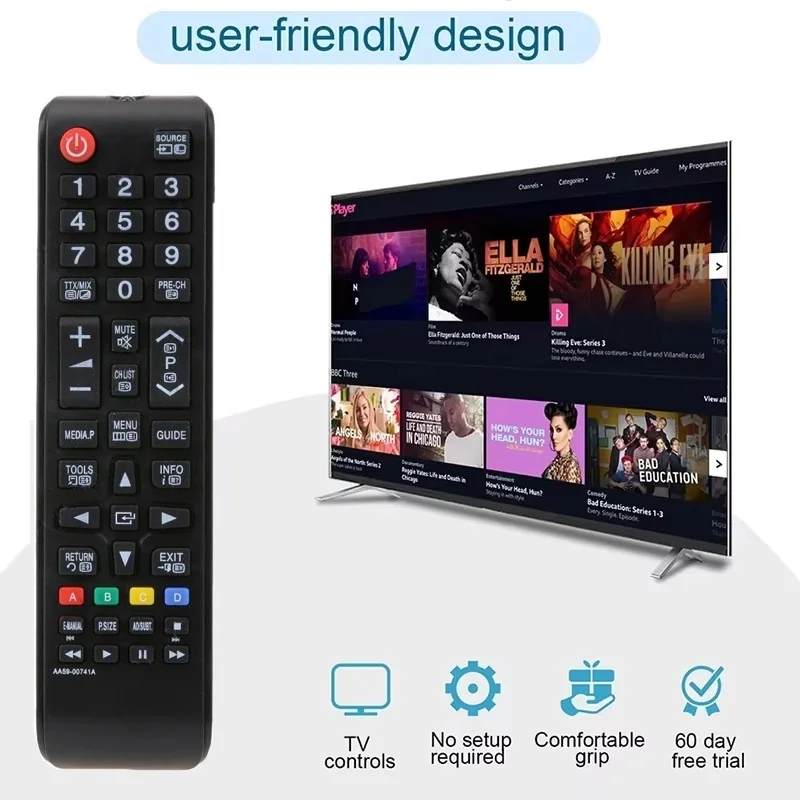 Control remoto universal de repuesto AA59-00741A para televisor inteligente LED Samsung BN59-01175N AA59-00603A AA59-00786A AA59-00602A