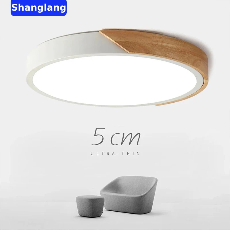 

LED Modern Ceiling Light Ultra Thin Lighting Surface Mount Wood Lamp Fixture Living Room Home Decor Balcony