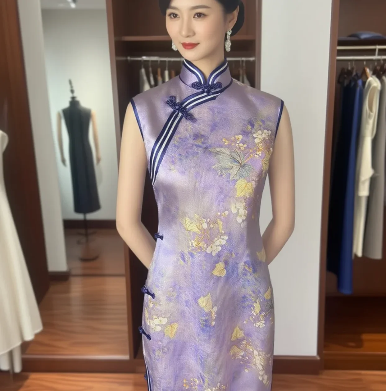

High quality natural 100% pure ramie linen quiet spot printed fabric women's dress robe summer thin tissue Diy hand sewing 2024
