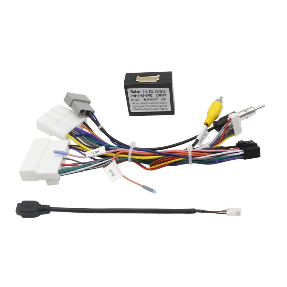 For Nissan XTrail Qashqai Kicks Teana, 16Pin Radio Wiring with CANBUS Decoder Box Plug