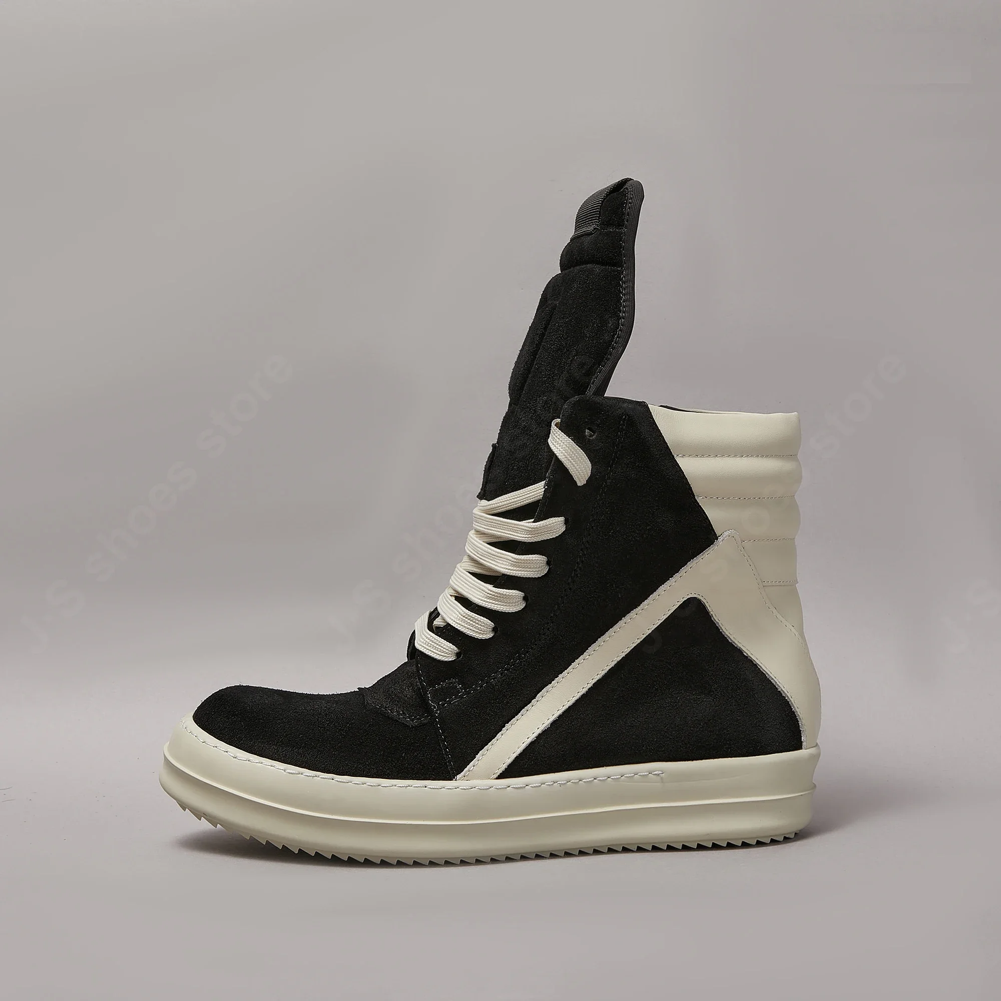 Ricks casual shoes Brand Men Sneaker RO Faux Suede Black Leather Shoes Women Sneaker High Top Shoes Owens Ankle Boot Zipper Lace