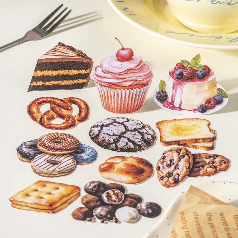40pcs/1lot Kawaii Scrapbook Stickers Baking Island Junk Journal Gold Planner Stationery Decorative