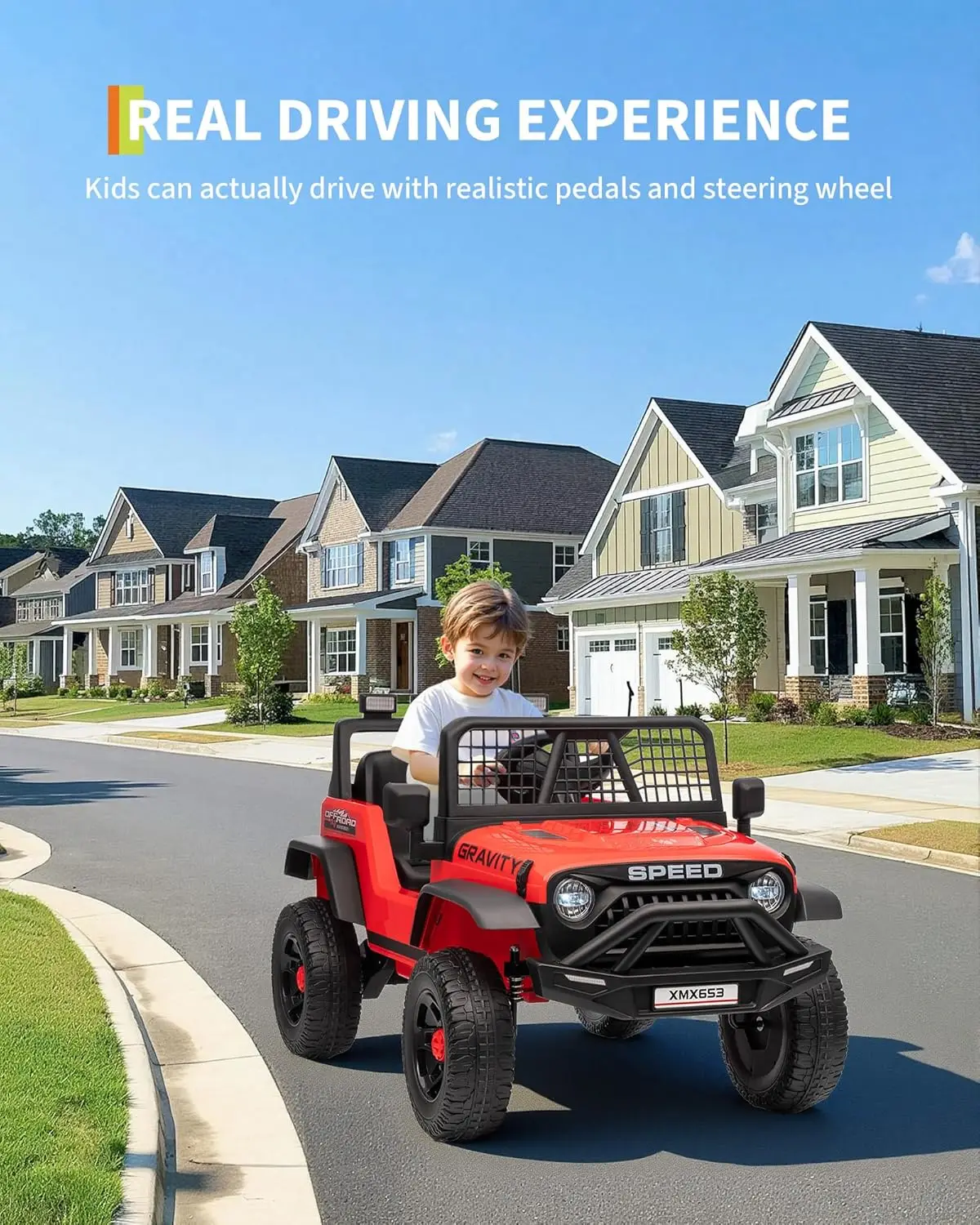 12V Kids Ride On Truck Car w/Parent Remote Control, 3 Speeds, Emergency Braking, LED Lights, Music & Horn Kids Electric Vehicles