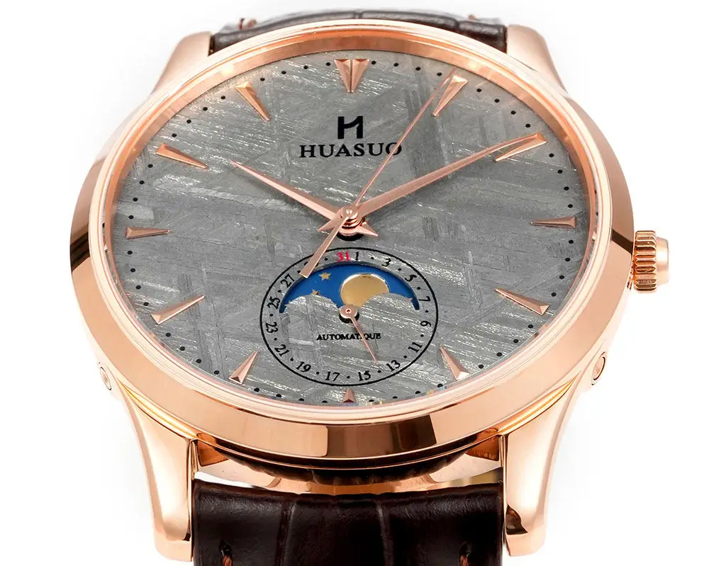Magic City Watch Store  Luxury Meteorite Moon Phase Men's Mechanical Watch 39mm 50m Waterproof Dress Mechanical Watch