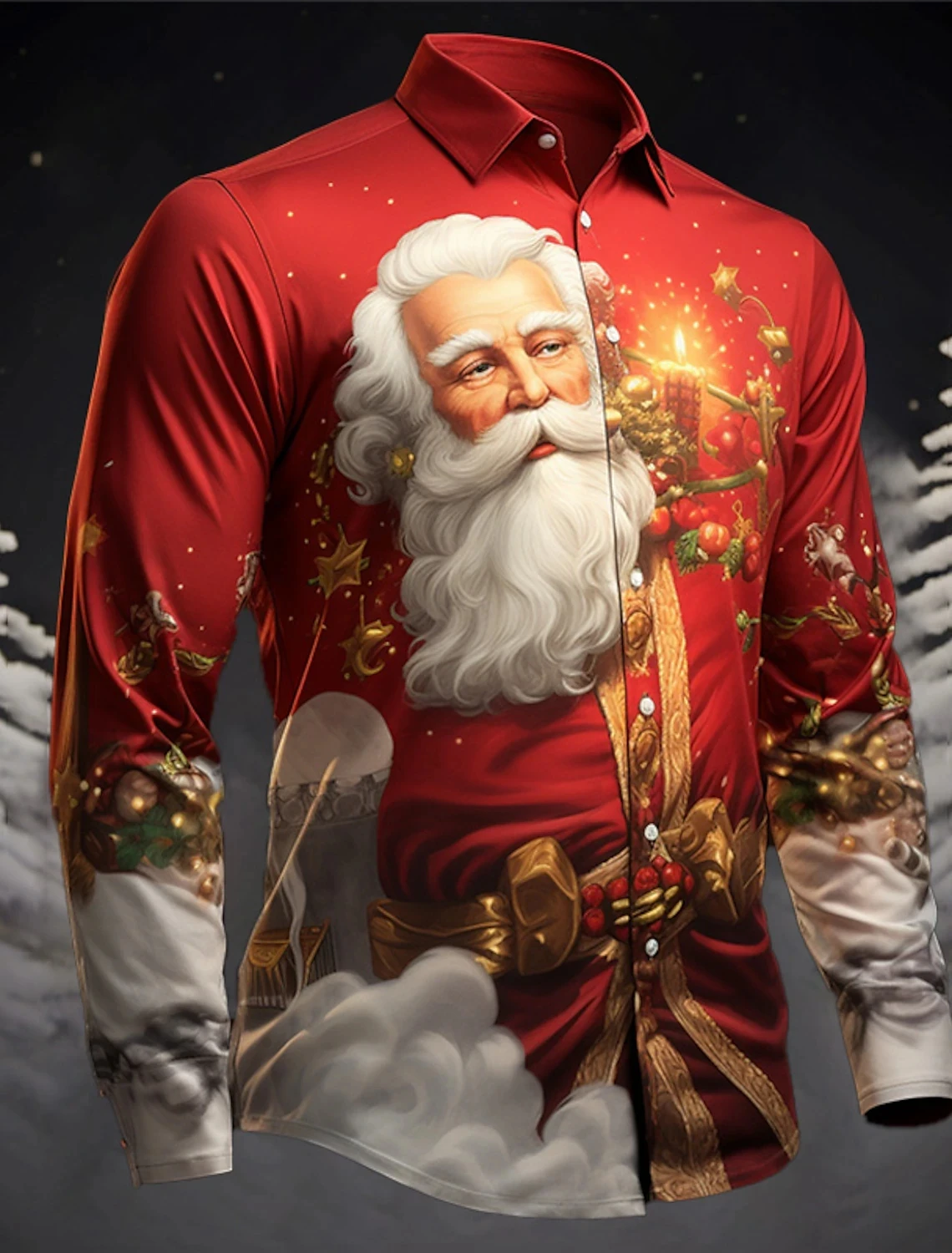 Camiseta con estampado 3D de Papá Noel para hombre, prenda de vestir de manga larga, informal y a la moda, ideal para fiesta de Navidad, gran oferta