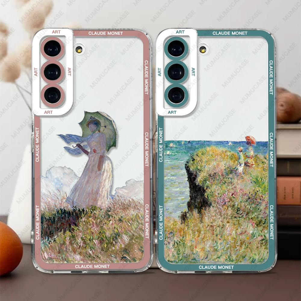 Funda Ultra suave para Samsung Galaxy S20, S21, S22, S23 Plus FE, Claude Monet Cat