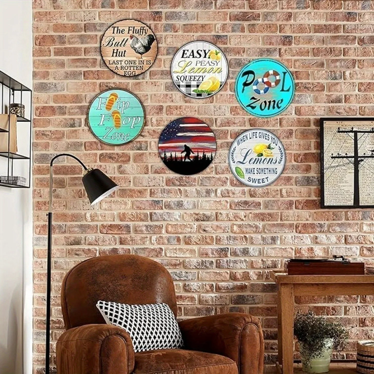 لافتة دائرية مسطحة ثنائية الأبعاد، لافتة دائرية مسطحة ثنائية الأبعاد - ديكور حائط معدني لإكليل كرة القدم، فن جداري من الألومنيوم مقاس 8 × 8 بوصة مع تصميم كرة قدم نابضة بالحياة #2