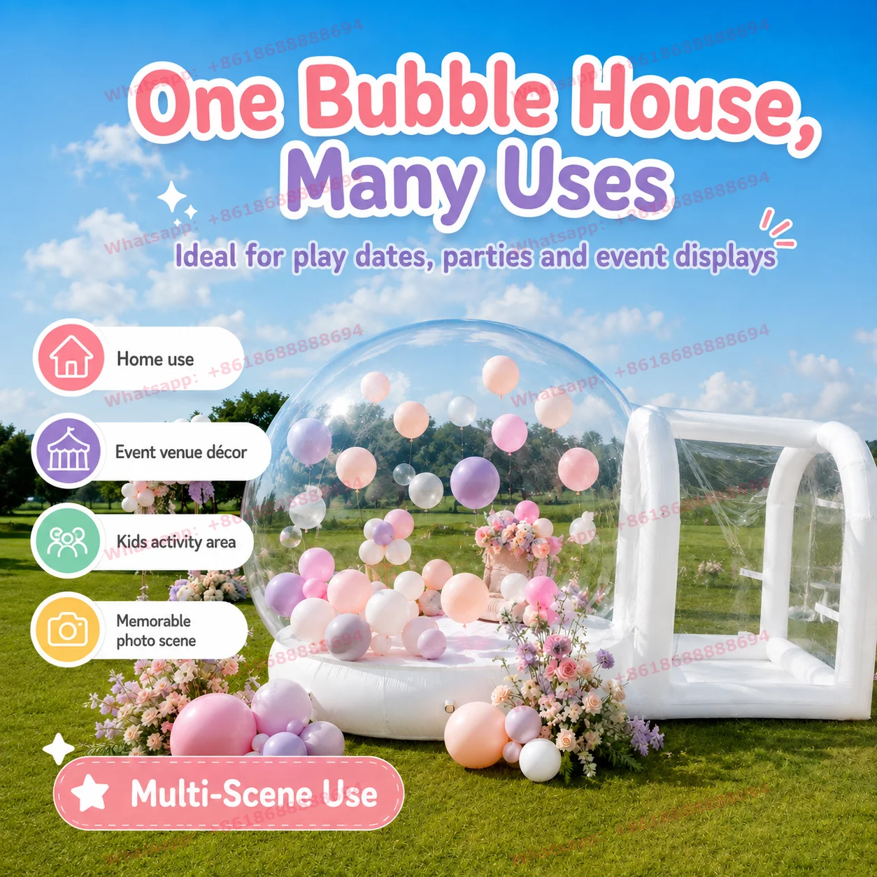 Commercial PVC Transparent Crystal Dome Inflatable Balloon Tent Electric Blower Screen Printed Waterproof Durable Snow Globe