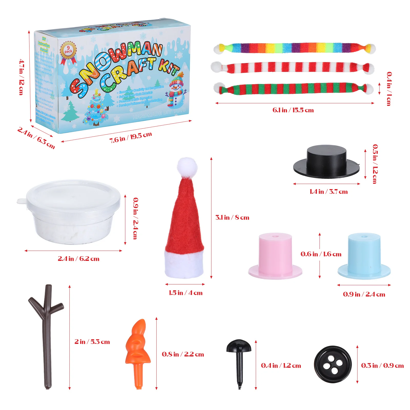 96Pcs Clay Snowman Kit for Kids: Fun Christmas DIY Craft Set - Develop Motor Skills with Winter Themed Art Activity - Holiday