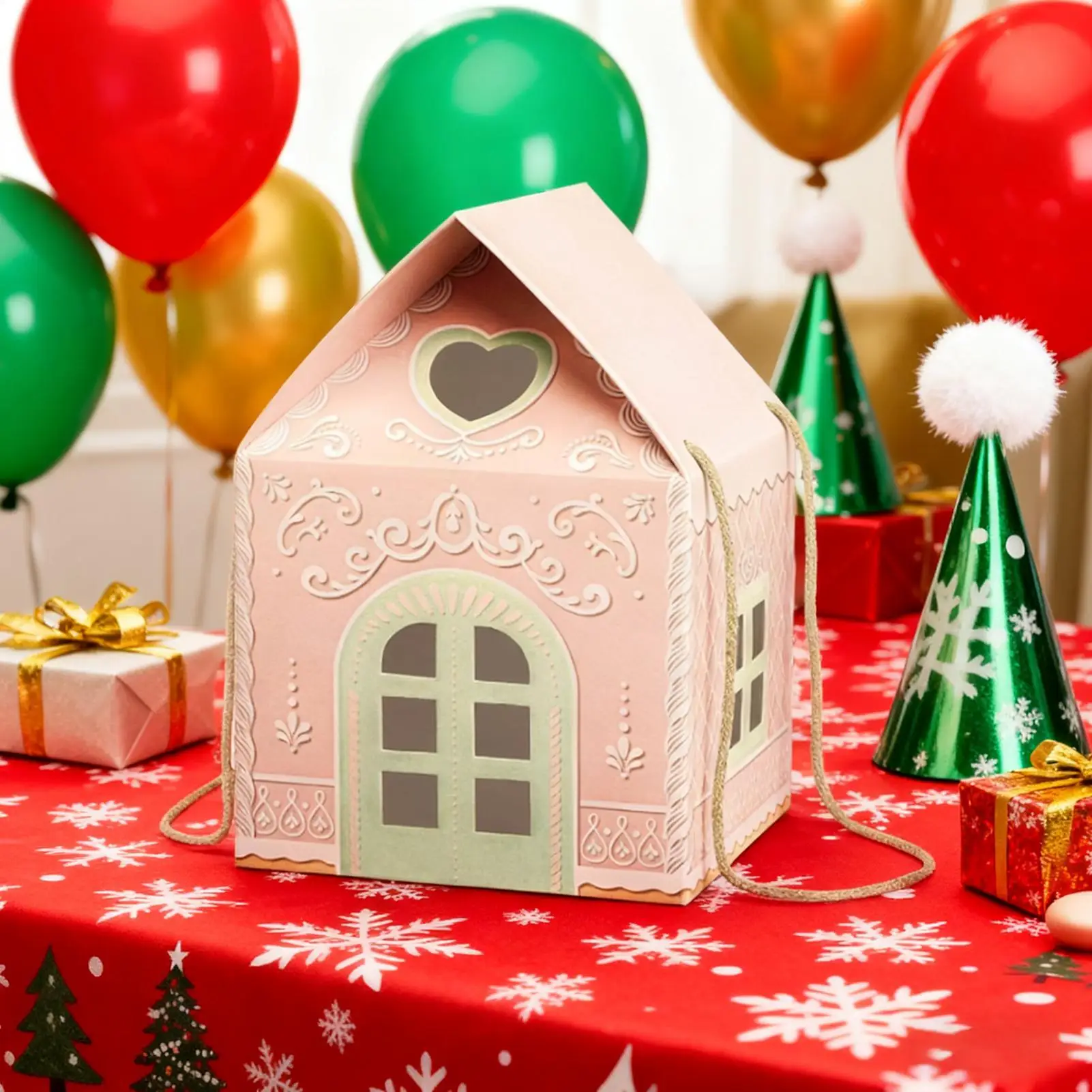 Christmas Cottage Gift Box 3D Pop-up Christmas House Paper Snack Container Holiday Candy Wrapping Box For Chocolate Fruits - Image 4