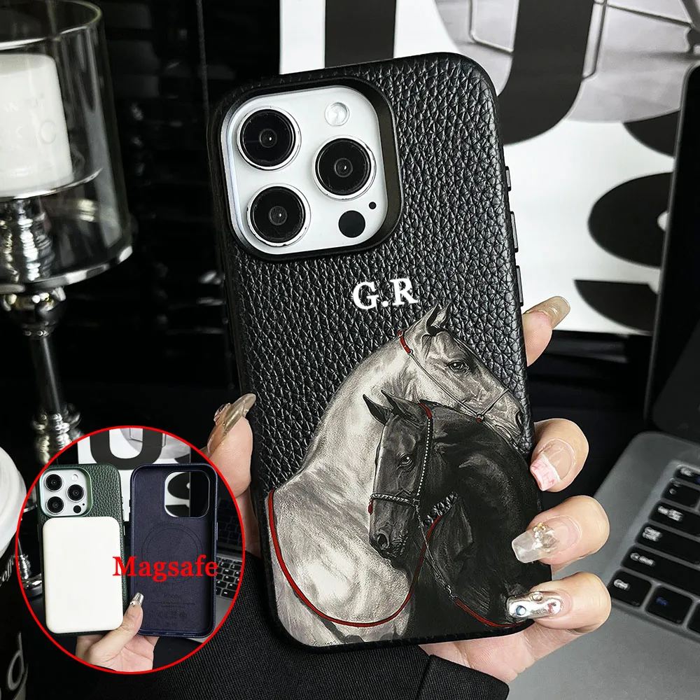 

Премиальный магнитный кожаный чехол для 16 Pro Max 15 14 13 12 17 с беспроводной зарядкой, магнитный чехол Magsafe, ударопрочный чехол-накладка