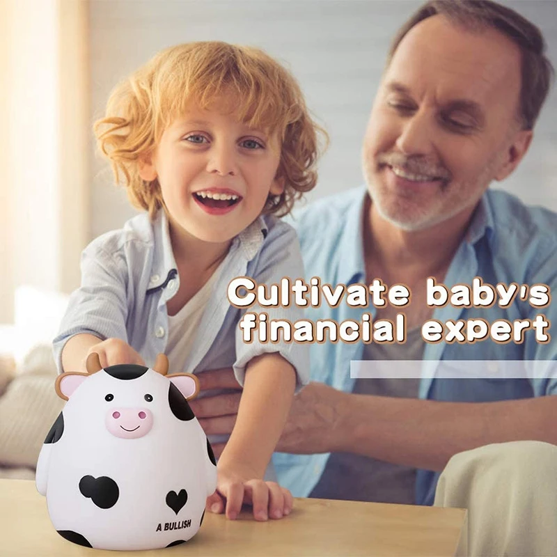 AIAI Piggy Bank,Cute Cow Money Bank For Boys And Girls,Children's Shatterproof Coin Bank,Best Birthday For Children