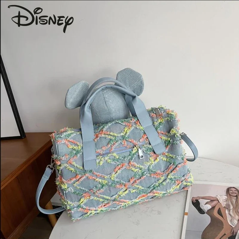 Disney-Bolso cruzado de Mickey para hombre y mujer, bandolera de tela vaquera de alta calidad, gran capacidad de almacenamiento, a la moda, novedad