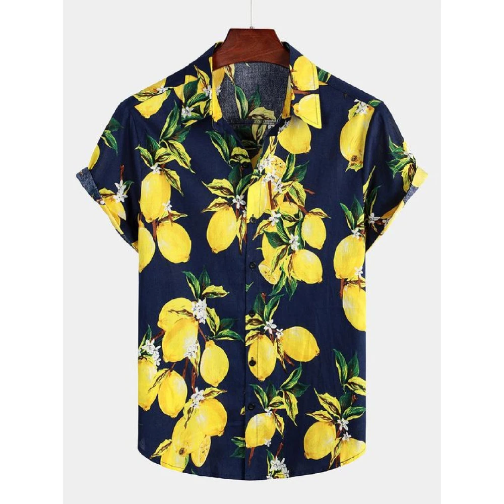 Men's Short Sleeved Shirt New Summer Hawaiian Style Lapel Button up Shirt Casual Fashion Shirt Large Size