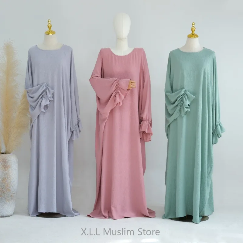 

Ramadan Eid Without Hijab Dress Modest Dubai Kaftan Roba Islam Djellaba Abayas For Women Loose Soild Color Prayer Muslim Clothes