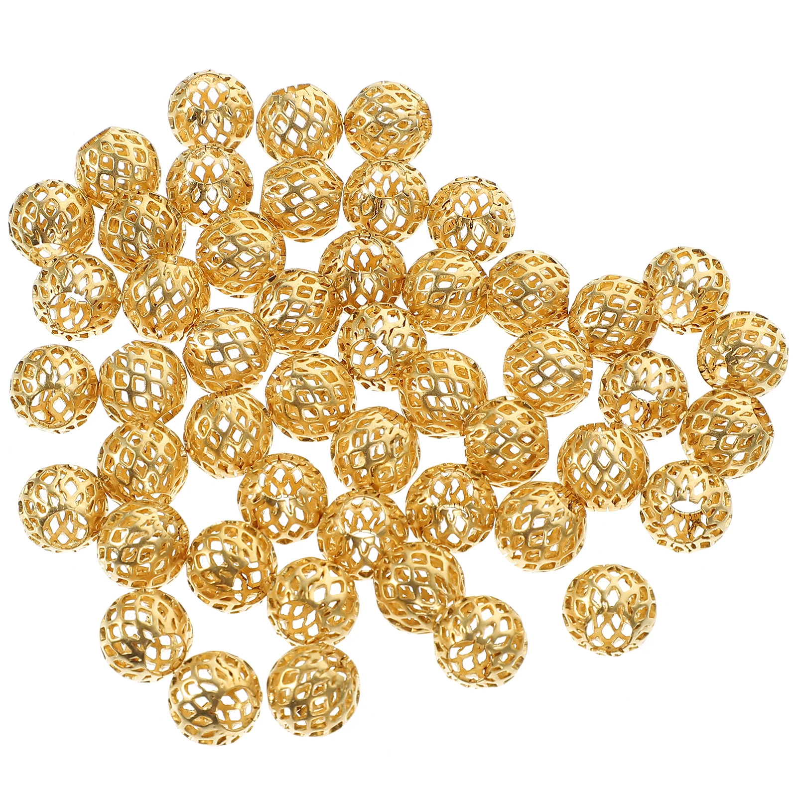 

50pcs Silver 10mm Hollow Metal Spacer Beads for Jewelry Making Copper DIY Bracelet Necklace Craft Accessories Round Bulk