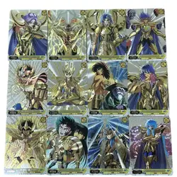 Gold Saint Seiya Flash Card Diy A Set of 12 Sheets Coarse flicker Process Action Toy Figures Anime Game Collection Gifts friends