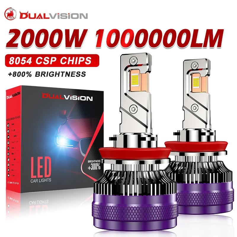

Dualvision 1000000LM 2000W H4 H7 H11 LED CANbus K5C K6C H1 H8 H9 9005 9006 HB3 HB4 9012 HIR2 Светодиодная фара Turbo Auto FogLamp