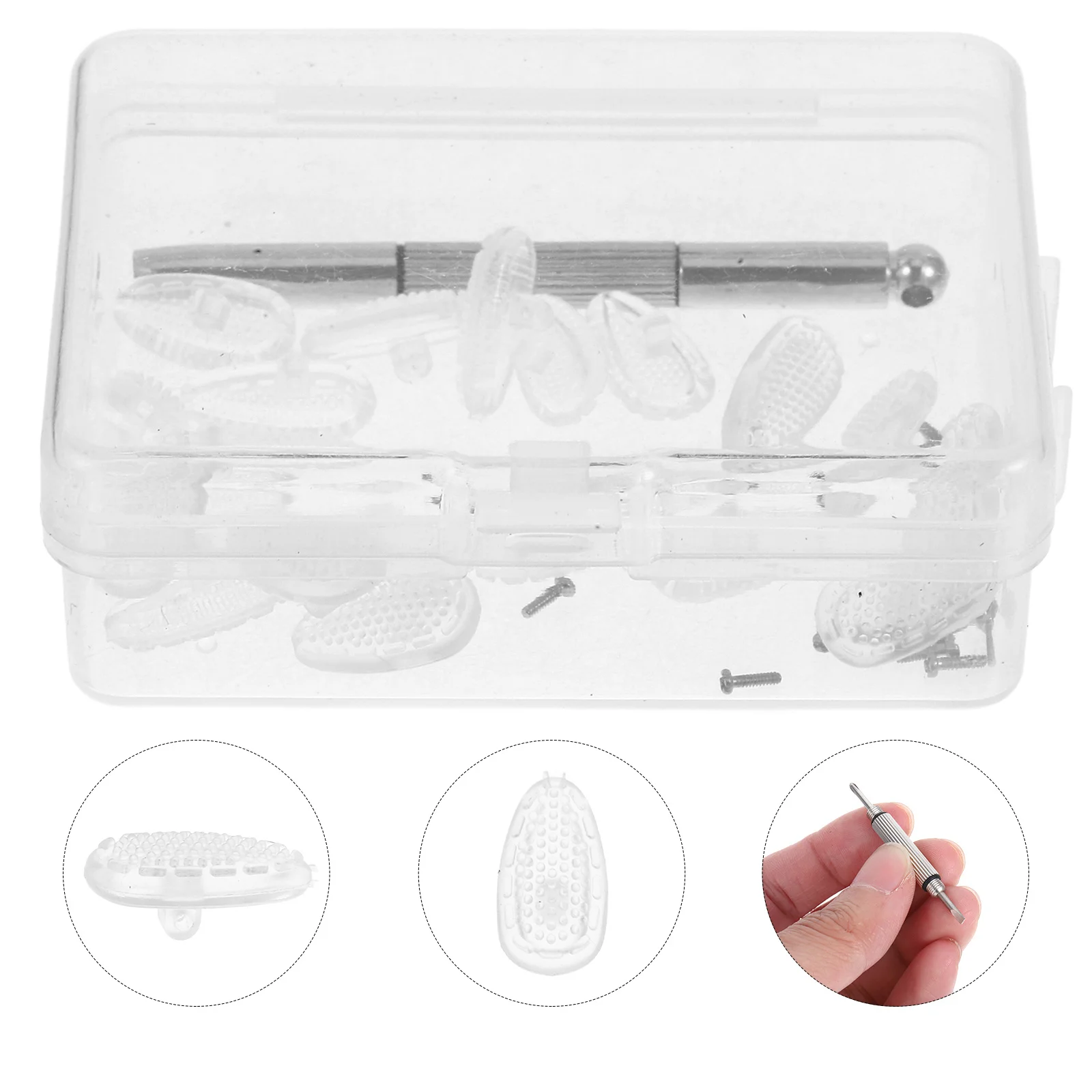 

1Set Glasses Nose Pads Replacement Kit Silicone Non Slip Eyeglass Nose Pads Repair Kit Screws Screwdriver for Glasses