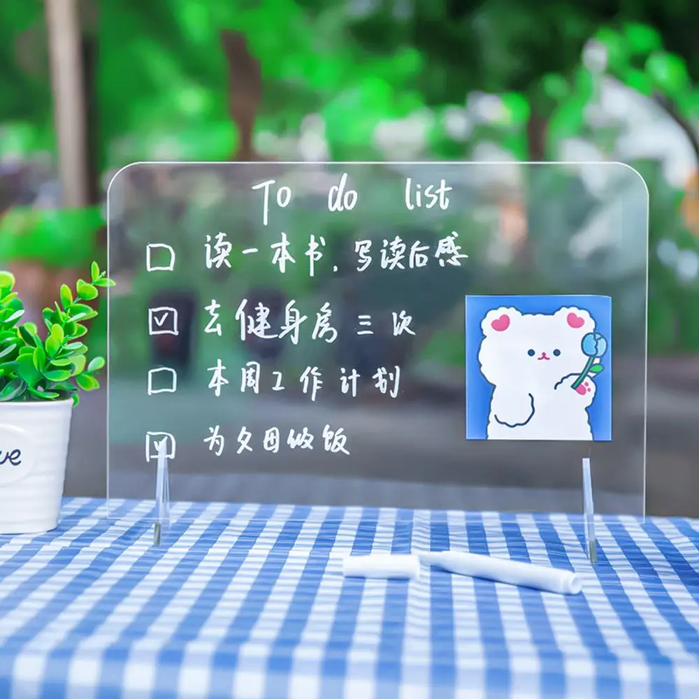 Student Gift Whiteboard Home Decoration Note Board Desktop Display Memo Acrylic Dry-Erase Board with Stand Message Board