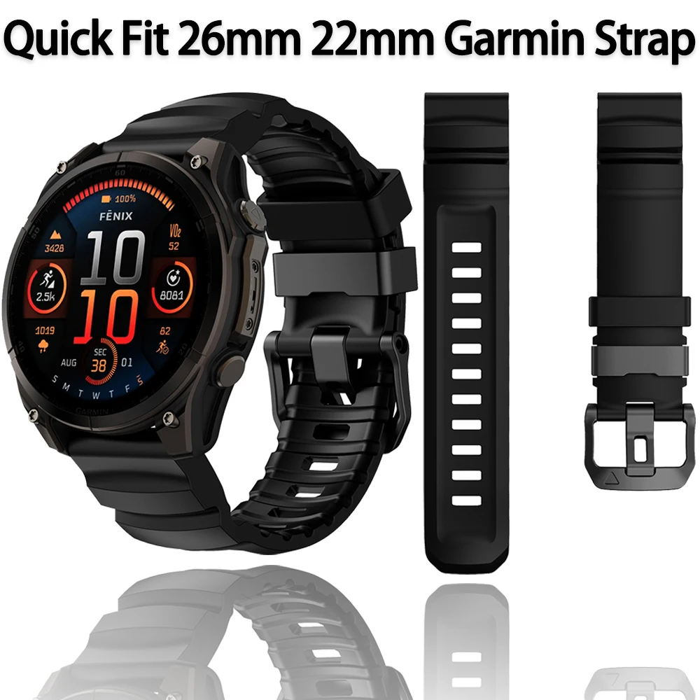 QuickFit 26 مللي متر 22 مللي متر سيليكون حزام ل Garmin Quatix 8 7 6 5 الياقوت Tactix 8 7 Pro الرياضة معصمه Fenix 8 7X 7 6X 5X سوار