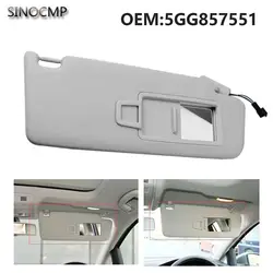 Car Front LH Sun Visor Panel w Makeup Mirror 5GG857551 For VW Golf 7 Jetta MK7 T-Cross T-Roc Passat B8 E-Golf CC Sun Visors