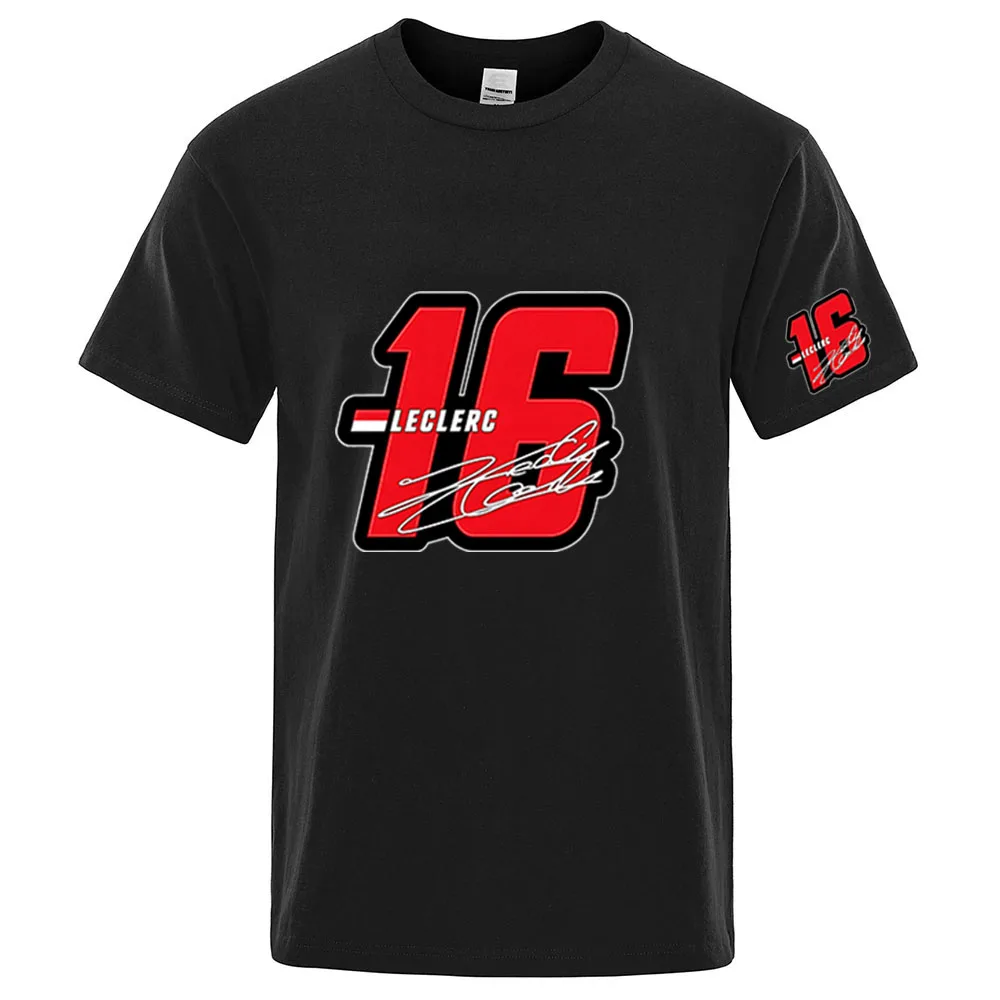 Number 16 Charles Leclerc Logo Print 2026 New Summer Men's Fashion T-shirt Slim Shirt Men's Business Casual Short-sleeved Top