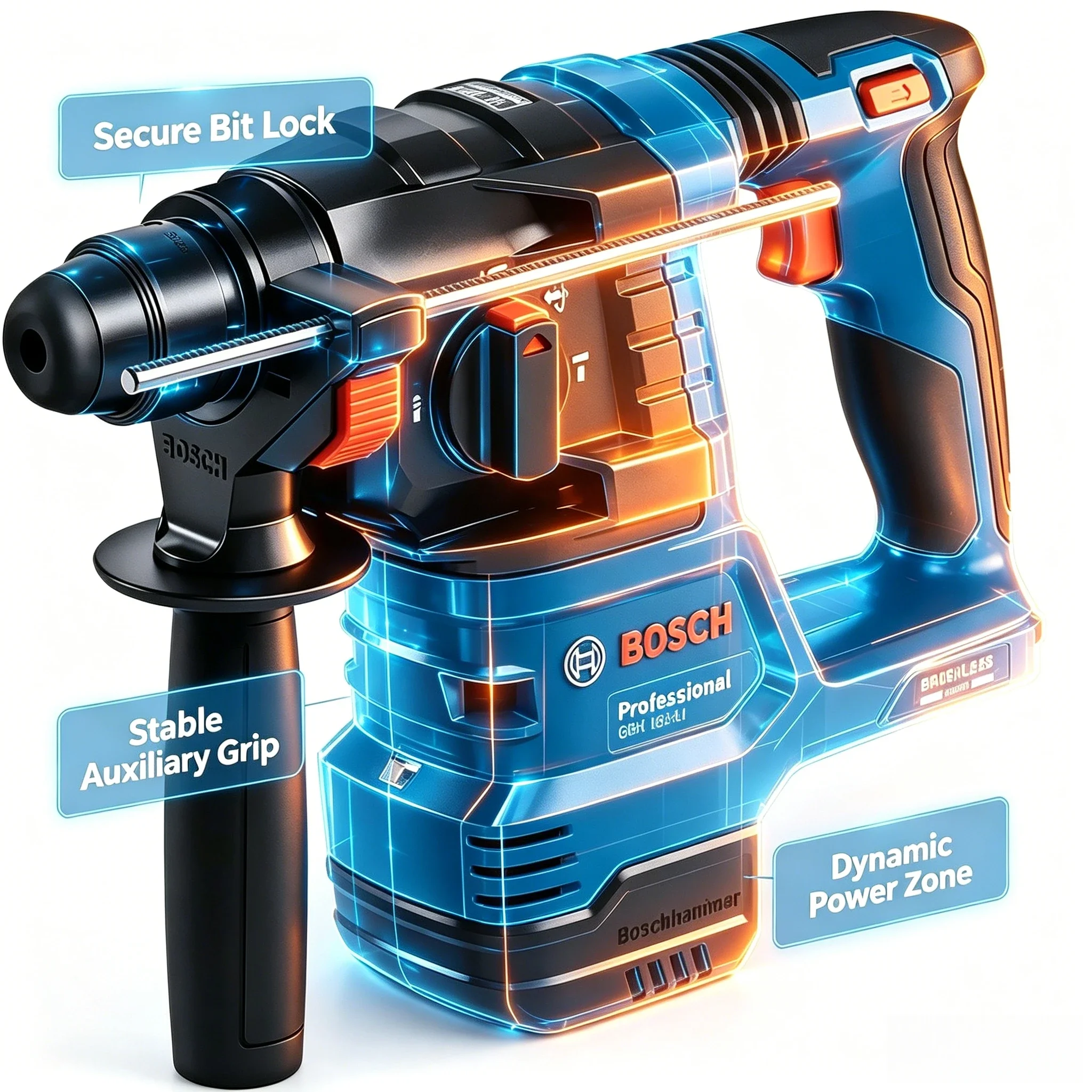 Bosch Professional GBH 185-LI Brushless Hammer Drill, Reliable Output Power Tool for Concrete Drilling & Heavy-duty Fixes