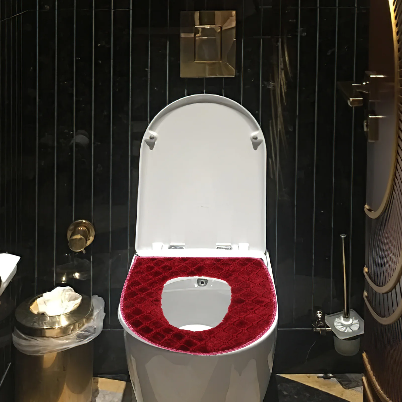 

USB Heated Toilet Seat Cushion Grid Design Rapid Warmth Adjustable Temperature Soft Washable Toilet Seat Cover for Home Use