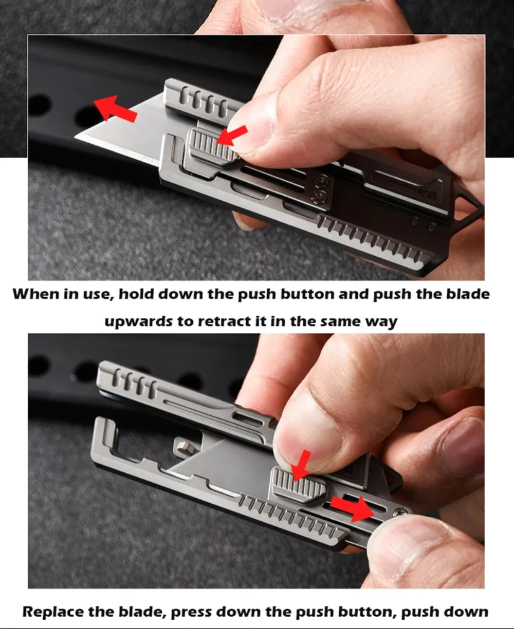 BHBT Titanium alloy Utility Knife Multitool Outdoor Camping Knife Portable Open Box Knife Gift 10pcs Interchangeable SK5 Blades