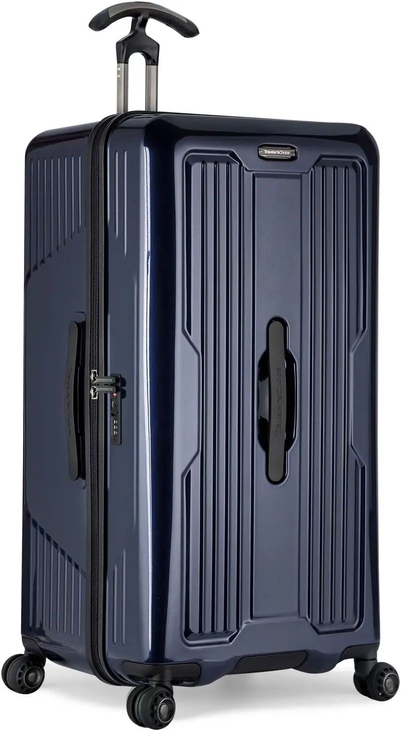 

30" Expandable Hardside Spinner Trunk Luggage, Navy Blue Travel Suitcase for Easy Packing
