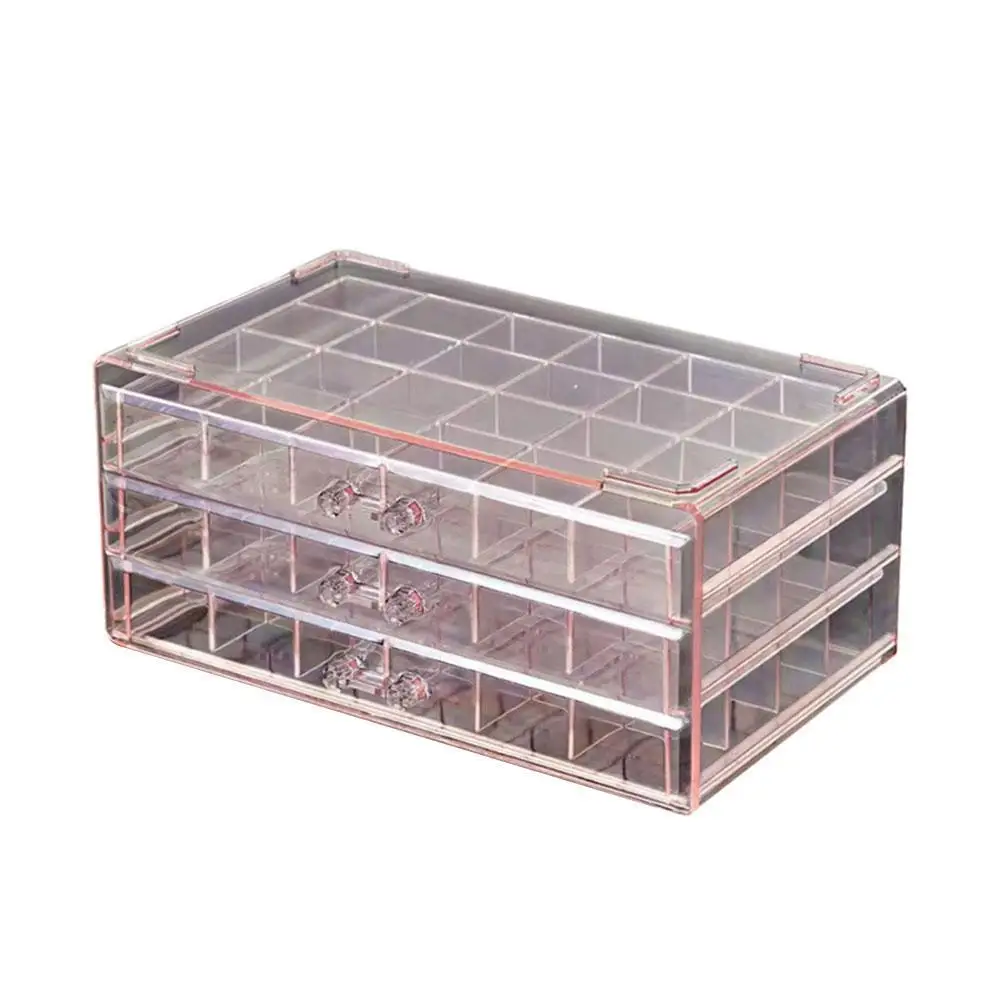 Acrylic Jewelry Organizer Box Three-layer Clear Earring Holder With 3 Drawers 72 Grids for Women Jewelry Display I9G2