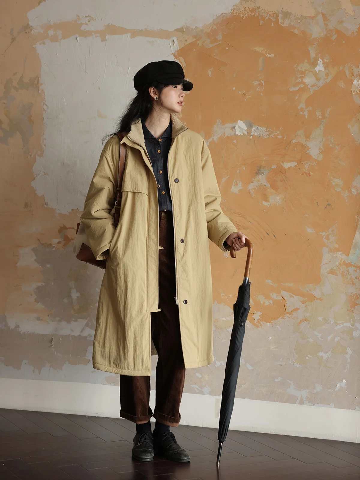 

Утепленное женское зимнее пальто Solighter в стиле ретро, свободного кроя, с воротником-стойкой, на молнии, однотонное