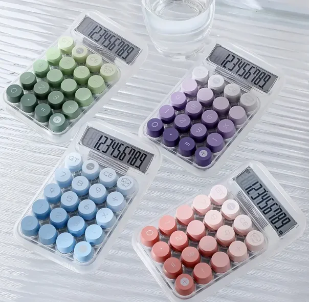 آلة حاسبة كرتونية مكونة من 10 أرقام | تصميم متدرج ذو ملمس هلامي شفاف، قيمة وجه صغيرة للحساب على الطراز الطازج مزدوجة عبر الإنترنت #5