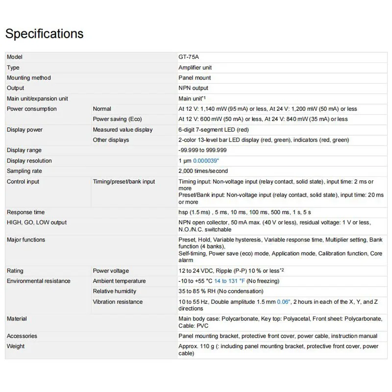 ยี่ห้อใหม่ของแท้ GT-75A KEYENCE ทั่วไปเซ็นเซอร์ติดต่อดิจิตอล,100% Original คลังสินค้าสต็อก