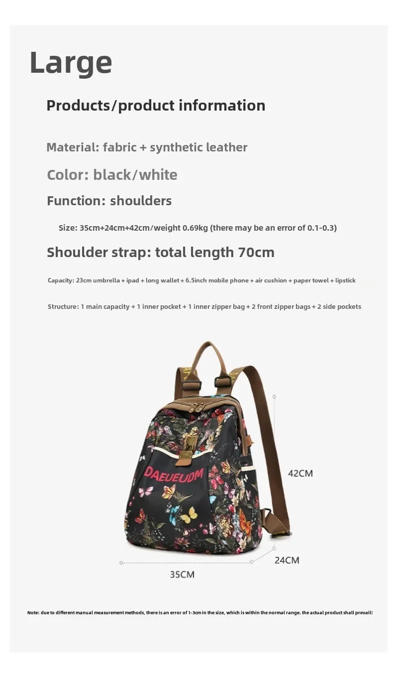 2025 New Stylish Floral Ink Painting Travel Backpack for Women Multifunctional Lightweight Daypack Perfect for Adventures