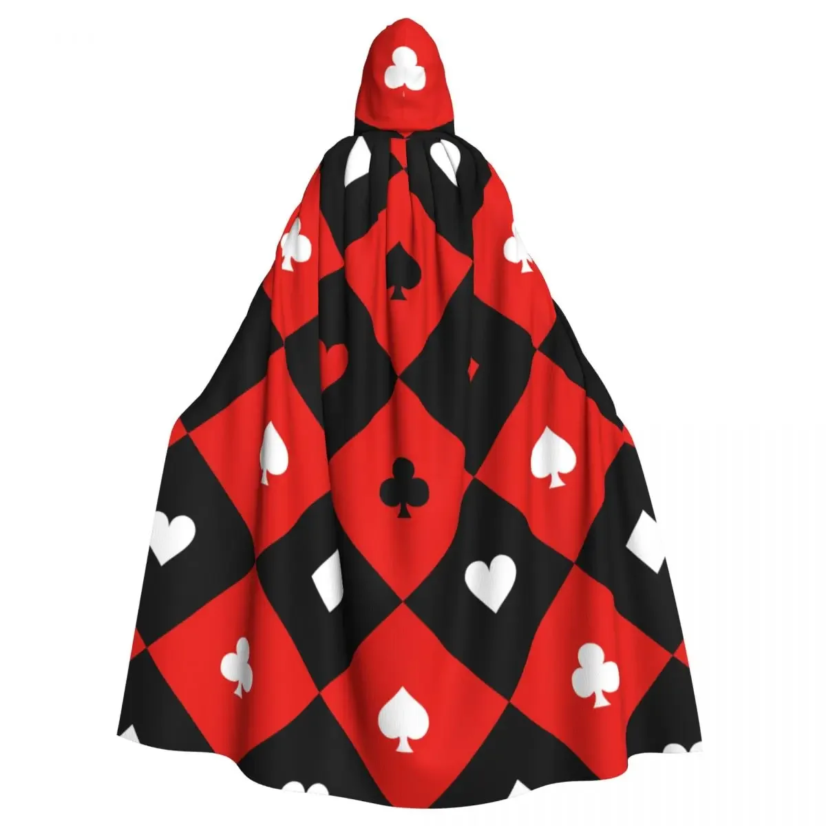 Unisex Adult Chess Board Diamond Poker Cloak with Hood Long Witch Costume Cosplay