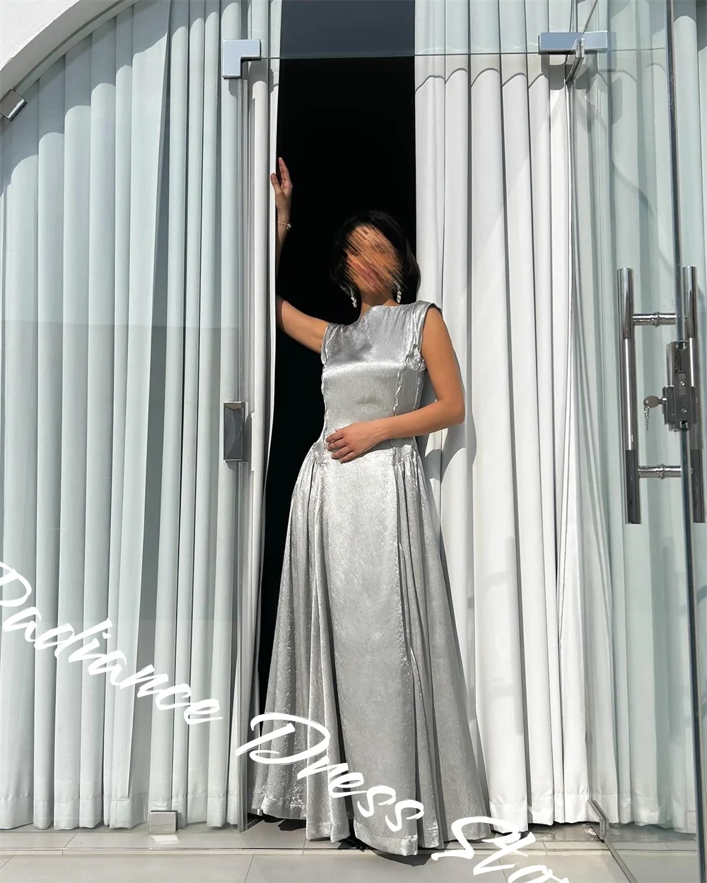 Customized Elegant Velour Draped Evening Dress Modern Girdling Ruched Crew Neck Sleeveless Sweep Train Special Occasio