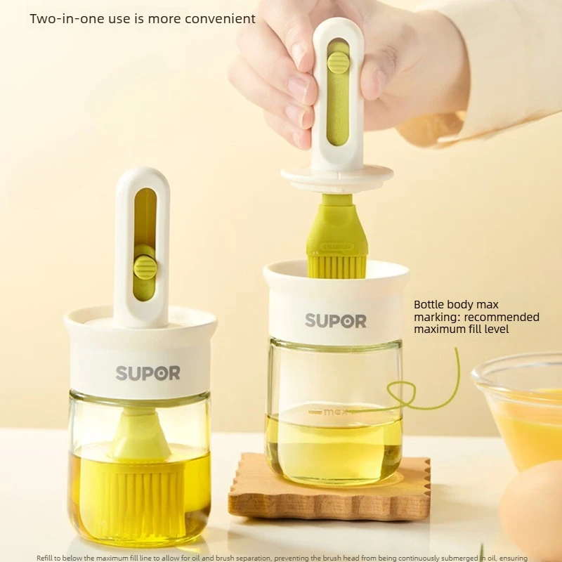 Silicone Oil Brush Bottle 2 in 1 Retractable Food Grade Basting Brush for BBQ Baking Pancake Kitchen Cooking Daily Use 오일 브러시